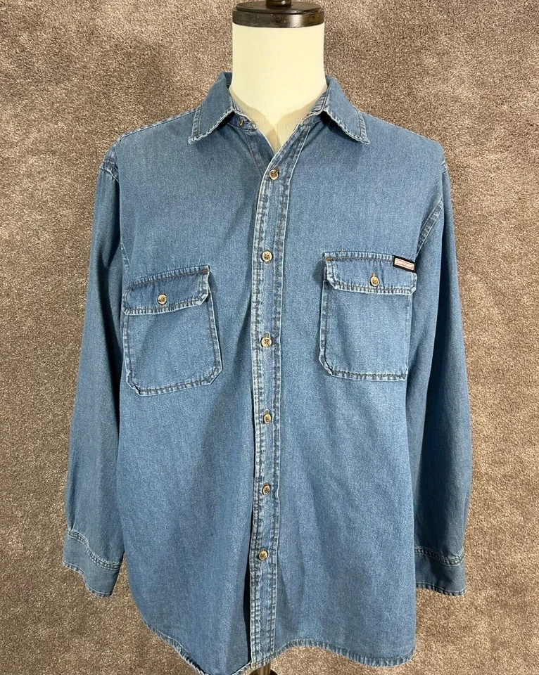Craftsman Shirt Mens XL Blue Denim Long Sleeve Pockets Button Up Workwear - Image 1 of 4