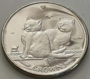 2003 Isle of Man Balinese Cat 1 Crown Coin CuNi Brilliant Uncirculated Condition - Picture 1 of 18