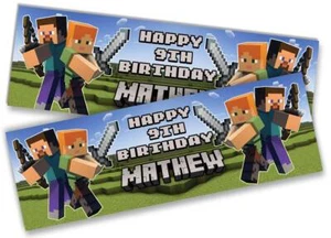 x2 Personalised Birthday Banner Gaming Design Kids Party Decoration 515 - Picture 1 of 5
