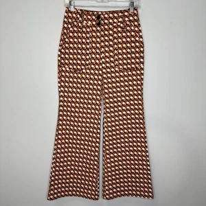 Maeve Anthropologie The Naomi High Waisted Flare Leg Geometric Print Pants 2P - Picture 1 of 11