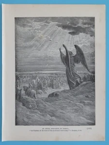 Ángel original vintage 1888 blanco y negro 7,5"x10" aparece a Joshua Avil Lithograph Co. - Imagen 1 de 2
