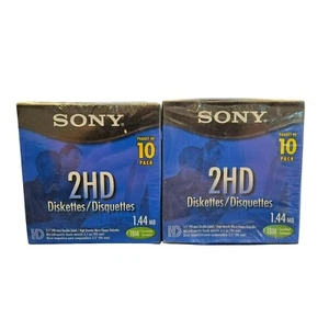 (Two Packs) Brand New & Sealed Sony 2HD 1.44 MB 3.5'' Diskettes Disks 10 Pack - Picture 1 of 4