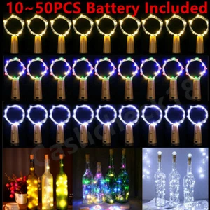 10~50 PCS Cork Bottle Lights Stopper Fairy String Wedding Party Events 2M 20LED - Picture 1 of 16