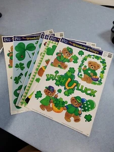 7 Vintage Happy St. Patrick's Day Classic Clings Clover Leprechaun Window Clings - Picture 1 of 8