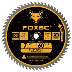 7-1/4 in 60-Tooth Ultra Fine Finish Carbide Circular Saw Blade Wood 1 Pack - Picture 1 of 4