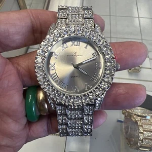 Men Fashion Luxury Silver Tone Bezel Dress Analog Quartz Wrist Watch Watch💯 - Picture 1 of 13