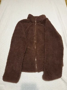 Double Zero Womens Jacket Size Large Full Zip Brown Soft Fleece Juniors Winter - Picture 1 of 10