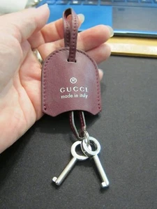 Beautiful Gucci burgundy leather purse charm w/2 hidden keys inside - Picture 1 of 4