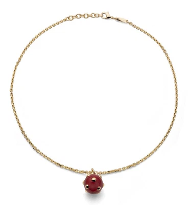 UNOAERRE Necklace Women's Bronze Golden With Pendant Mina Enamel Red 16 1/2in - Image 1 of 4