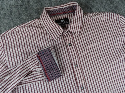 Butter Cloth Shirt Mens 2XL Red Check Plaid Geometric Flip Cuff Performance - Image 1 of 4