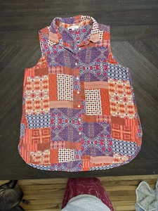 Rose And Olive Sleeveless Blouse Large - Picture 1 of 6