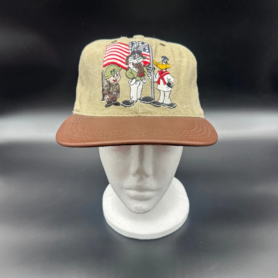 Vintage Cap 1991 Looney Tunes Patriotic Snapback Hat Bugs Bunny Daffy Duck Retro - Image 1 of 4