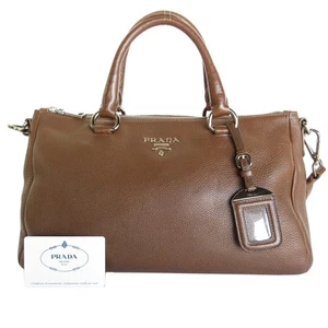 Borsa a mano PRADA originale borsa a tracolla in pelle marrone s0698j - Foto 1 di 12