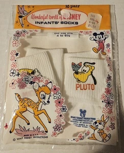 Vintage Wonderful World Of Disney Infant Socks Mickey Mouse And Pluto - Picture 1 of 5