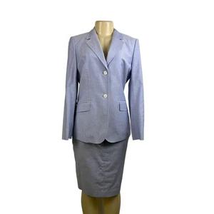 Brooks Brothers Damen hellblau Baumwolle Blazer & Rock Set Knopfverschlüsse Gr. 8 - Bild 1 von 16