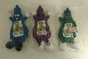 (lot of 3) Heinz 57 EZ Squirt Ketchup Beanbag Plush blue/purple/green - MIB! - Picture 1 of 11
