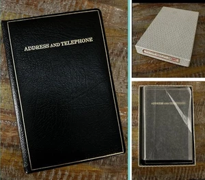 Nuevo stock antiguo cuero negro libreta de direcciones telefónicas de la A a la Z papelería vintage nuevo en stock - Imagen 1 de 11