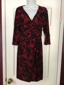LAUREN RALPH LAUREN DRESS SIZE 4 Floral Lined Rushed Waist - Picture 1 of 8