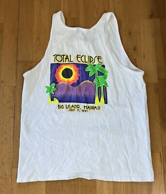 Camisa Vintage Total Eclipse Hawaii 1991 L - Big Island Oneita puntada única 🌋 Foto 1 de 4