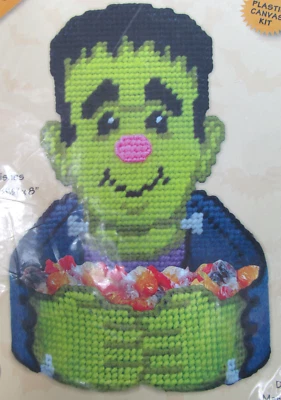 Halloween Plastic Canvas Kit Frankie Candy Holder Frankenstein Design Works T - Image 1 of 4