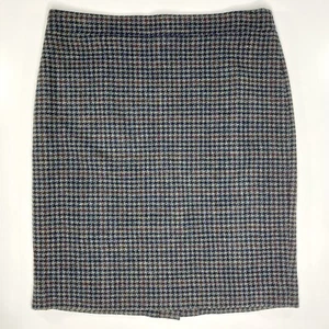 J. Crew Brand Houndstooth Pencil Skirt Wool Blend Lined Womens Size 8 - Picture 1 of 6