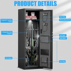 6-8 Unassembled Gun Safe for home, Rifle Gun Safe with Dual Alarm and Mute Mode - Picture 1 of 6