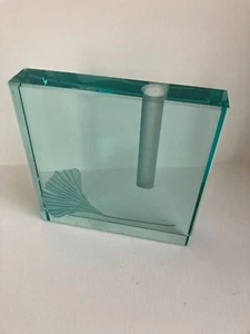 Stephen Schlanser Crystal Glass Etched Ginkgo Leaf  5” Ikebana Vase Signed 1999 - Picture 1 of 14