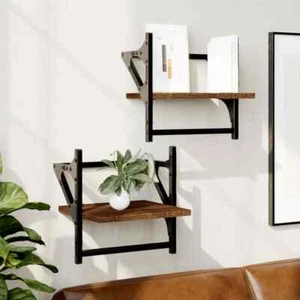Wandregale mit Stangen 2 Stk. Braun Eichen-Optik 30x25x30 cm - Bild 1 von 9
