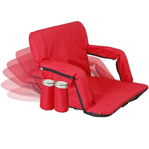 Reclining Stadium Seat for Bleachers w/ Padded Backrest Adjustable Armrests Red - Picture 1 of 19