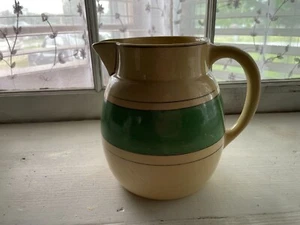 Roseville Pottery Green Banded Creamware Pitcher 1920's Art Deco - Picture 1 of 7