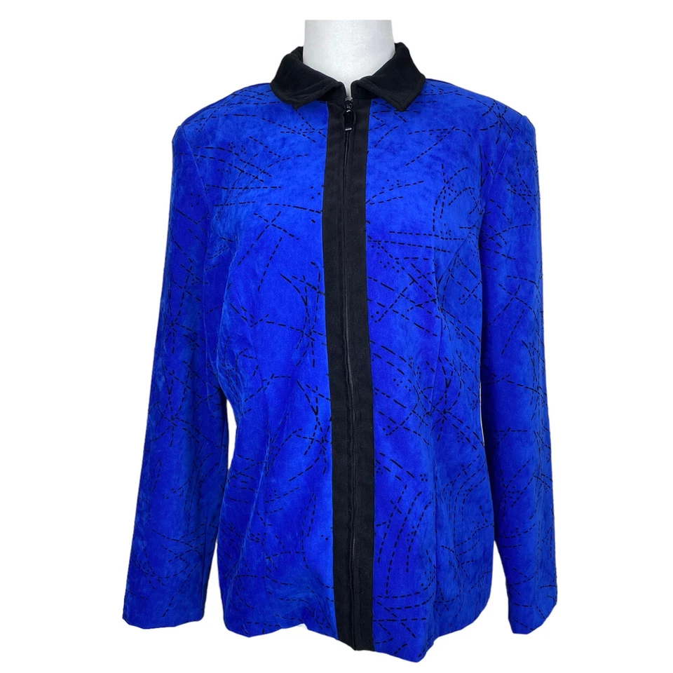 Chaqueta Notations Mujer Mediana Pequeña Azul Negra Ligera Cremallera Completa Informal Foto 1 de 4