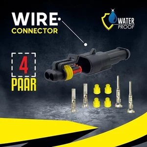 4x KFZ Kabel Motorrad Stecker Kontakt 2 Polig Steckverbinder Wasserdicht IP67 - Bild 1 von 4