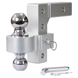 2'' receiver 6'' Drop/Rise Adjustable Trailer Tow Hitch Dual Ball 2 Pins 6000lb - Foto 1 di 11