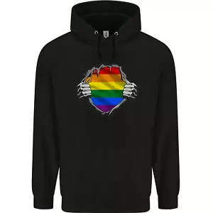 LGBT Rainbow Colours Pride Awareness Day Mens 80% Cotton Hoodie - Picture 1 of 3