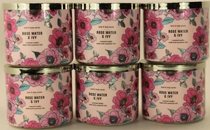QTY 6 x Bath & Body Works Rose Water & Ivy 3 Wick 14.5 Oz Scented Candle Lot - Bild 1 von 1