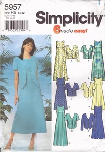Simplicity 5957 ~ Vestido Miss Petite 2 Longitudes/Chaqueta Dobladillo Variaciones 12 - Imagen 1 de 4