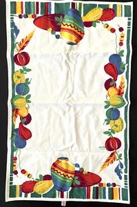 Vintage 1950s Wilendur Printed Cotton Tea Towel Kitchen Cloth Fruit Veggies - Picture 1 of 5