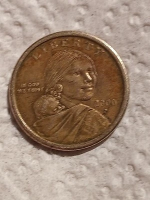 Rare 2000 P Sacagawea One Dollar US Liberty Error Coin No Edge Writing - Image 1 of 4