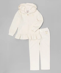 Juicy Couture weiß Rüschen Hoodie & Hose mit Logo Größe 5 6 UVP $ 74 neu mit Etikett - Bild 1 von 2