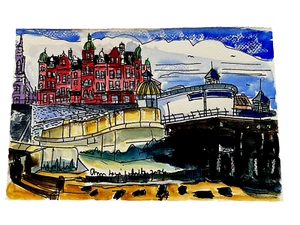 Seascape Hotel du Paris Cromer signed watercolour on paper - Picture 1 of 5