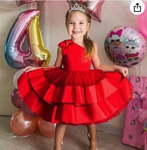 KLFFLGID Baby Girl Tulle One Shoulder Dresses Toddler Bowknot Formal Party - Picture 1 of 7