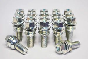 20 x M14 x 1.5, 53mm Thread, Radius Seat Wheel Bolts (Silver) - Picture 1 of 2