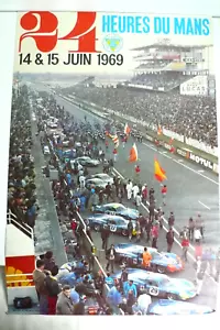 AFFICHE ANCIENNE ACO 24 H DU MANS 1969 ALPINES 60X40cm PHOTO DELOURMEL - Picture 1 of 7