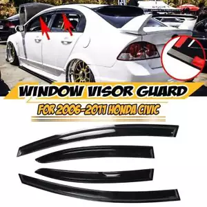 PARA HONDA CIVIC 2006-2011 SEDÁN DE 4 PUERTAS 3D ONDULADO ESTILO JDM VISERA DE VENTANA NEGRA MUGEN F - Imagen 1 de 10