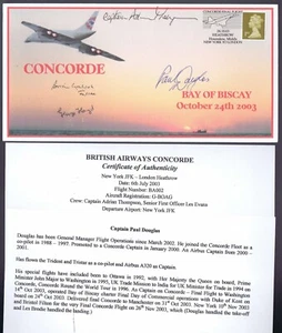 '03 CONCORDE COVER SIGNED Cpt.WALPOLE/THOMPSON/DOUGLAS/SEO FLOYD_NY-LON_UNIQUE - Picture 1 of 2