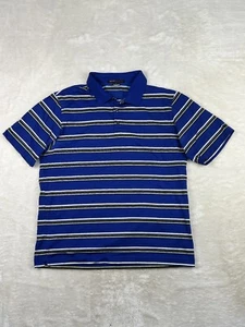 Nike Tiger Woods Collection Shirt Men’s Large Blue Striped Golf Polo Dri-Fit - Picture 1 of 8