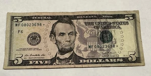 Series 2013 Circulated Five Dollar ($5) * STAR * Note; F6 Atlanta District - Picture 1 of 5