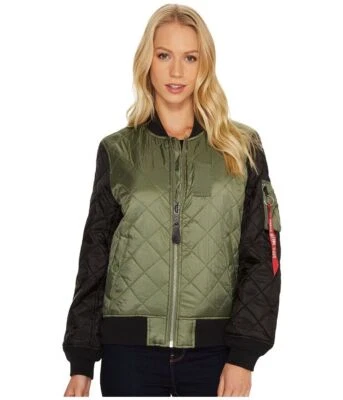CHAQUETA ESTILO MILITAR ALPHA INDUSTRIES PARA MUJER MA-1 DIAMANTE talla L NEGRO SABIO WJM4 Foto 1 de 4