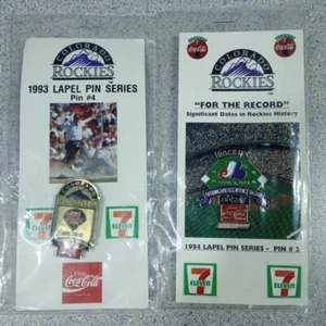 2 Vintage Colorado Rockies Lapel Pins 1993 #4 Phillies & 1994 #2 Expos - Picture 1 of 7