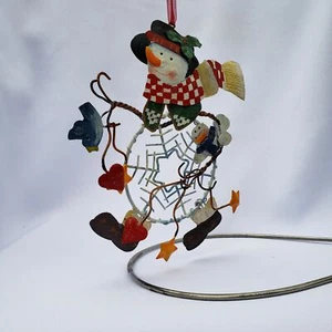 Corazones y Estrellas Copo de Nieve Muñeco de Nieve Metal Pintado Árbol de Navidad Adorno O884 - Imagen 1 de 4